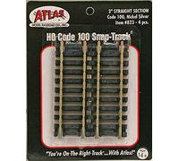 Atlas HO-OO Scale 3" Straight Snap-Track (4 Pcs., Nickel Silver, Standard Gauge)