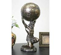 Atlas Holding World Greek Statue and Trinket Box, Bronze Finish