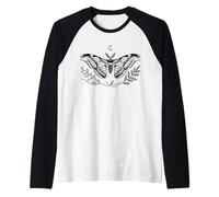 Atlas Moth Line Art Entomologist Raglan Baseball Tee