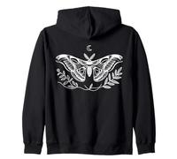 Atlas Moth Line Art Entomologist Zip Hoodie