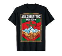 Atlas Mountains Morocco Flag Retro Mountain Travel Graphic T-Shirt