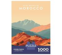 Atlas Mountains Morocco Travel Puzzle 1000 Pieces, Romantic City Break Scene, Decorative Artwork, Thick Cardboard Pieces, Birthday Gift for Home Décor Fans, 52x38cm/1000pcs