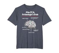 Atlas of an Archaeologist's Brain - Archaeology Archeologist T-Shirt, Men's Big and Tall, Heather Blue, 6X Tall