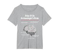 Atlas of an Archaeologist's Brain - Archaeology Archeologist T-Shirt, Women's Plus, Heather Grey, 3X
