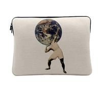 Atlas Raising the Earth Sport Collage Art Surrealism Computer and Tablet Case Linen Look 10 Inches Protective Laptop Sleeve Printed in France