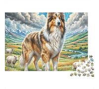 Atlas Shepherd 1000 Pieces Jigsaw Puzzles Engaging Educational Games Collie in Field Jigsaw Puzzle Beautiful Decoration for Gifts 52x38cm/1000pcs