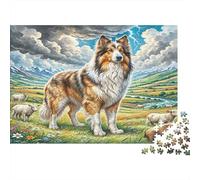 Atlas Shepherd 1000Pc Jigsaw Puzzle for Adults: Collie in Mountain Meadow Impossible Hard Difficult & Educational Decompression 52x38cm/1000pcs