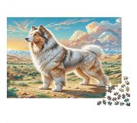 Atlas Shepherd Challenging 1000Pc Jigsaw for Adults - Husky in Sunlit Meadow Recycled Paper Puzzle for Decompression, Creativity & Decoration 52x38cm/1000pcs