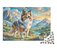Atlas Shepherd Impossible Hard Jigsaw Puzzle - Collie in Mountain Landscape 1000Pc Challenging Game for Adults Teens, Fun Activity & Wall Decoration 70x50cm/1000pcs