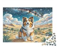 Atlas Shepherd Premium Paper Australian Shepherd Under Cosmic Sky DIY Jigsaw Puzzle Educational Stress Relief 52x38cm/1000pcs