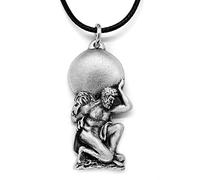 Atlas the Titan Charm (pre Olympian Gr od) Pendant in a grey burlap pouch