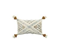 Atlas Tufted Cotton Tassel Edged Cushion Furn Yellow 30cm x 50cm