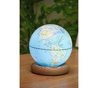 AtlasGlobe Mini Lamp with Wooden White Ash Base - Light Blue Gingko Design Light Blue One Size