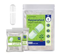 ATLEMISME Vegan Size 0 Separated Capsules - 1000 Count Premium Plant-Based Clear Empty Capsules for DIY Supplement Filling, Gluten-Free, Non-GMO, Kosher & Halal Certified