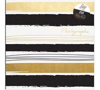 Atlona 3 X Black & Gold Stripes 6x4 Photo Album Memo Slip in Holds 200 Photos