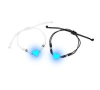 ATLVXJL 2-piece set: Luminous heart-shaped projection bracelet - I Love You in 100 languages, exclusively for couples, Valentine's Day gift （Heart black+white, One Size, Glass Woven, Cubic Zirconia