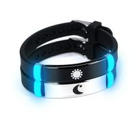 ATLVXJL 2pcs/set matching couples bracelets his queen her king Grow in the Dart English letter stainless steel silicone bracelet Valentine’s Day gift