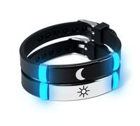 ATLVXJL 2pcs/set matching couples bracelets his queen her king Grow in the Dart English letter stainless steel silicone bracelet Valentine’s Day gift