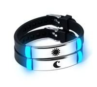 ATLVXJL 2pcs/set matching couples bracelets his queen her king Grow in the Dart English letter stainless steel silicone bracelet Valentine’s Day gift