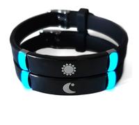 ATLVXJL 2pcs/set matching couples bracelets his queen her king Grow in the Dart English letter stainless steel silicone bracelet Valentine’s Day gift