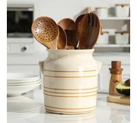 ATLZBLTCI Ceramic Farmhouse Kitchen Utensil Holder for Countertop, Rustic Cooking Utensil Holder Crock Fit for Kitchen Counter. 6*6.8*6.7 IN