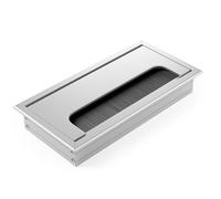 ATM® Desk Cable Grommet, Aluminium with Integrated Brush and Flap, for Order and Overview in the Workplace, Rectangular Silver, 80 x 160 mm