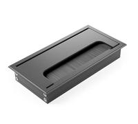 ATM® Desk Cable Grommet, Stainless Steel with Integrated Brush and Flap, For Order and Overview in the Workplace, Rectangular (Matte Black, 80 x 160 mm)