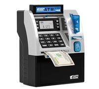 ATM Piggy Bank for Kids, ATM Machine for Real Money with Debit Card, Bill Feeder, Coin Recognition, Balance Calculator, Electronic Savings Safe Box, Gifts for Teen Boys Girls (Black)