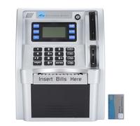 ATM Savings Bank for Real Money Kids Piggy Bank Cash Box with Debit Card Recognition Voice Prompt Targets Setting Educational Boys Girls Blue