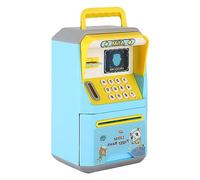 ATM Savings Piggy Bank with Face Recognition, with Debit Card, Electronic Password Code Money Banks ATM Banks Box Coin Bank for Children Boys and Girls (Blue)