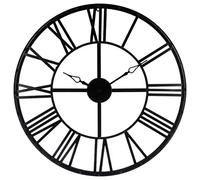 Atmosphera Andras Black Industrial Wall Clock, 70 cm Diameter, Metal, Roman | Industrial Roman Numeral Metal Clock Suitable for living room, office and kitchen.