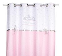 ATMOSPHERA CREATEUR D'INTERIEUR 126994A Princess Satin Curtain with Embroidered Bow Pink and White