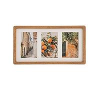 ATMOSPHERA CREATEUR D'INTERIEUR 3 Photos Mango Wood & Glass Frame, Size: 40 x 21 x 1.8 cm, Color: Beige