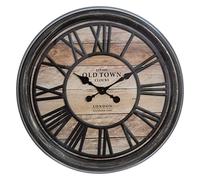 Atmosphera Old Town Relief Wood and Metal Effect Wall Clock Diameter 50 cm