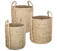 Atmosphera Set of 3 Round Seagrass Baskets Natural