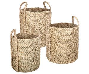 Atmosphera Set of 3 Round Seagrass Baskets Natural