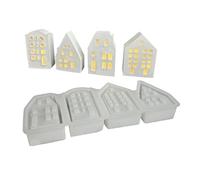 Atmospheres Light Silicone Mold 4 Grids House Shaped Ornament Candlestick Gypsum Jewelry Making Supplies Silicone House Mold