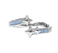 ATMRC Women's Stylish Unique Planet and Four Pointed Star Adjustable Open Design Ring for Everyday Wear