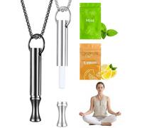 atnayo 2 Pcs Breathing Necklace with Resistance, Breathe Free Necklace with 2 Flavoured Filters for Women Men Stress Relief Calm