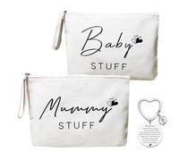 atnayo 2 Pcs Mum to Be Gifts, 25 x 17cm Canvas Cosmetic Bag with Mummy to Be Keyring for New Mum Gifts
