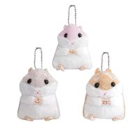 atnayo 3 Pcs Hamster Teddy, Hamster Keyring (Dark Grey, Pink, Light Brown)