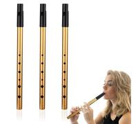 atnayo 3 Pcs Tin Whistle D, Six Hole Penny Whistle, Gold Irish Tin Whistles for Beginners Intermediate and Expert Band Performances