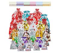 atnayo 32 Pcs Christmas Drawstring Gift Bags, Present Bags for Gifts 16 Design 6 Large Medium Small Size for Presents, Xmas Party, Holiday Decorations