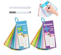 atnayo 4pcs Times Table Poster Set for Kids, Multiplication Chart with 2 Water Based Pen (Multiplication and Division)