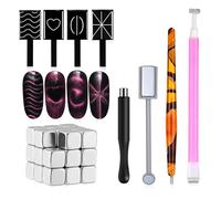 atnayo 9Pcs Cat Eye Magnetic Nail Polish Kit, Nail Art MagnetManicure Tool Set with 27 Small Square Magnets for Nail DIY Salons(Nails not included)