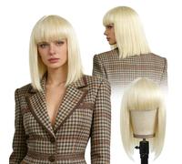 atnayo Short Wig with Bangs, Blonde Bob Wig for Women for Daily and Party Use, Cosplay, Halloween, Christmas