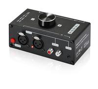 AtNeDcVh Stereo Audio Preamplifier - XLR Balanced RCA 3.5mm Input to XLR Balanced RCA 3.5mm Output Converter Adapter amp - Headphone Amplifier, Gain 20dB Phono Turntable Phonograph Preamp (Black)