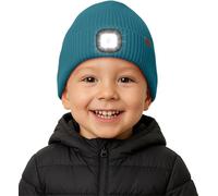 ATNKE Kids LED Lighted Beanie Hat with Lined Fleece, USB Rechargeable 4 LED Running Headlamp Ultra Bright Hands Free Head Torch Winter Warm Knit Skull Cap Gifts for Boys and Girls/Olive Green