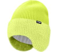 ATNKE Knit Beanie Hat with Earflap for Men and Women, Stretchy Thick Warm Fleece Lined Daily Winter Outdoor Soft Cuffed Wooly Skull Cap Gifts/Fluorescent Yellow