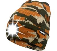 ATNKE LED Lighted Beanie Cap,USB Rechargeable Running Hat Ultra Bright 4 LED Waterproof Light Winter Warm Gifts for Men and Women/Camouflage Yellow